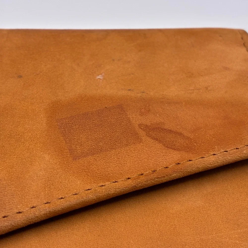 Timberland Wallet Brown Genuine Leather Tri-Fold Snap Closure Logo Accessory